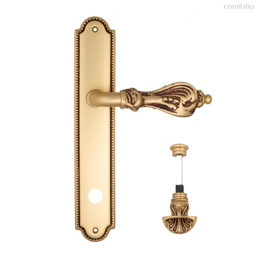 Дверная ручка Venezia Florence WC-4 на планке PL87 французское золото + коричневый - Venezia Collezione