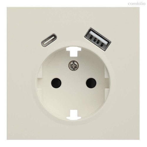 Лицевая панель для розетки 2к+з с USB A+C 35637 MC, кремовый сатин - Rikett