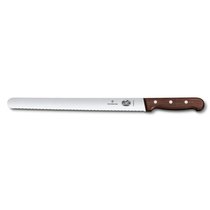 Нож для нарезки Victorinox Rosewood, волнистое лезвие, закругленное острие, 30 см, ручка - Victorinox