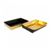 Контейнер для кондитерских изделий, 19*12*3,5 см, двусторонний - золотой/черный, картон, - Garcia De Pou
