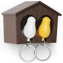 Держатель для ключей Duo Sparrow, коричневый/белый/желтый - Qualy