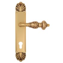 Дверная ручка Venezia Lucrecia CYL на планке PL87 французское золото + коричневый - Venezia Collezione