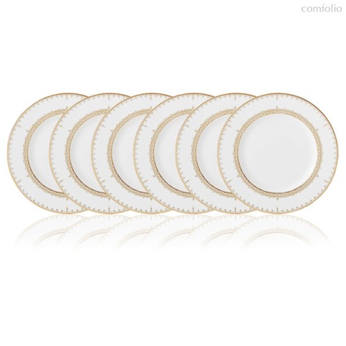 Набор тарелок акцентных Lenox Золотые кружева 23 см, фарфор, 6 шт - Lenox