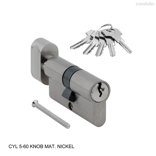 Ключевой цилиндр CYL 5-60 KNOB MAT. NICKEL (Мат. никель) - Rush