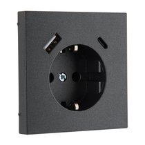 Розетки и выключатели: Розетка с з/к 16А 250В, с устройством зарядным USB (A+C) 3,4А, антрацит, Superior - Kanlux
