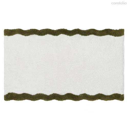 Коврик для ванной с кантом оливкового цвета из коллекции Trendy Ruffles, 50x80 см - Tkano