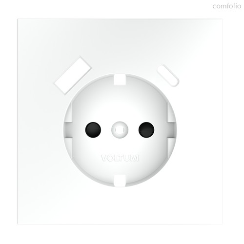 Накладка для розетки с заземлением и защитными шторками, с USB A+C, S70 белый матовый - Voltum