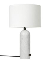 Настольная лампа Эдвин из белого мрамора с белым абажуром, цвет белый - Louvre Home