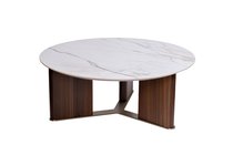 Стол журнальный круглый иск. камень белый d90x35.5см - Garda Decor