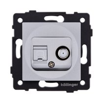 Розетка двойная спутниковая SAT + RJ45 Cat.6, серый Kollinger REA-022GY для Aspekt, Eleganz, Reflex - Kollinger