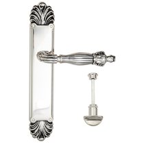 Дверная ручка Venezia Olimpo WC-2 на планке PL87 натуральное серебро + черный