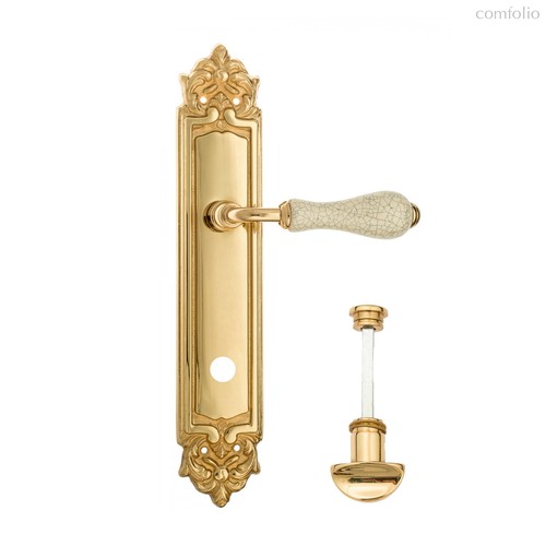 Дверная ручка Venezia Colosseo белая керамика паутинка WC-2 на планке PL96 полированная латунь - Venezia Collezione