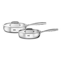 Набор сковородок со стеклянными крышками WO HOME Verona 24х5,5 см, 26х6 см, сталь нержавеющая - Wo Home