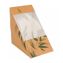 Коробка картонная для тройного сэндвича с окном 12,4*12,4*8,3 см, 100 шт/уп, Garcia de P - Garcia De Pou