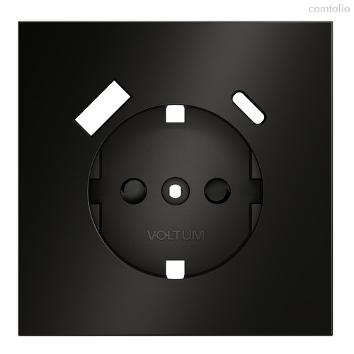 Накладка для розетки с заземлением и защитными шторками, с USB A+C, S70 Metal антрацит - Voltum