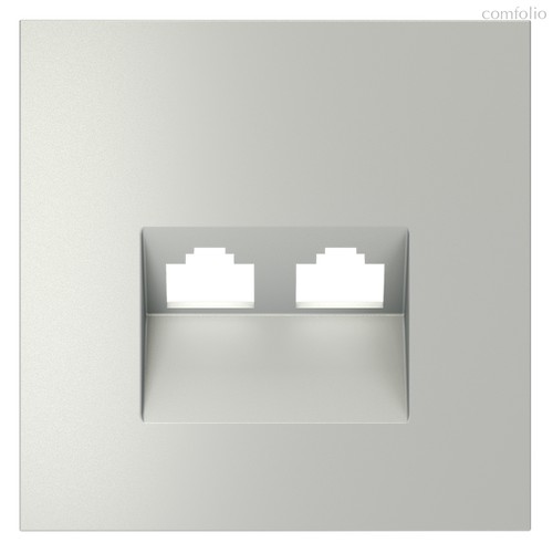 Накладка для розетки компьютерной двойной RJ45+RJ45 кат.6, S70 сталь - Voltum